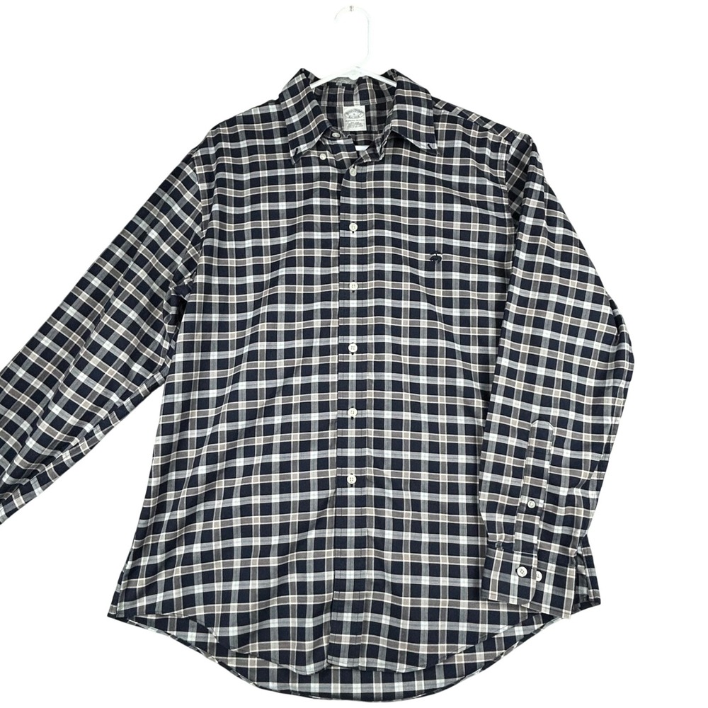 Brooks Brothers Regent Polo Shirt Mens Large Plaid‎ Button Down Long Sleeve